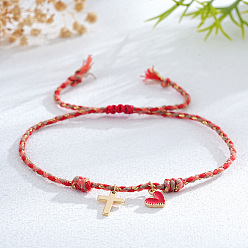 Красный Латунь шарм браслеты, плетеные браслеты из синтетического шнура для женщин, крест и сердце, красные, 7-7/8 дюйм (20 см), внутренний диаметр: 11 дюйм (28 см)