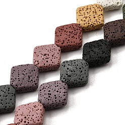 (52) Непрозрачная лаванда Нити бусин из окрашенной натуральной лавы, ромб, разноцветные, 14~14.5x14~14.5x5~6 мм, отверстие : 1.2 мм, около 28 шт / нитка, 15.55'' (39.5 см)