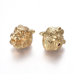 Real 18K Gold Plated Brass Beads, Tiger, Real 18K Gold Plated, 12x15x15.5mm, Hole: 1.6mm