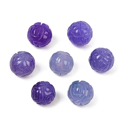 Medium Purple Dyed Natural Myanmar Jade Burmese Jade Carved Beads, Round, Medium Purple, 9mm, Hole: 1.2mm