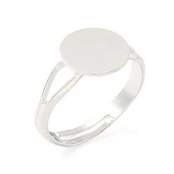 Посеребрённый Регулируемое латунное кольцо-подкладку, плоские круглые подносы с основанием в виде кольца для пальцев, стойки покрытие, долговечный, без свинца и без кадмия, 925 серебро покрытием, лоток : 10 мм, 3 мм, внутренний диаметр: 17 мм