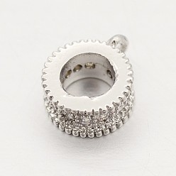 Platinum Brass Micro Pave Cubic Zirconia Tube Bails, Loop Bails, Clear, Lead Free, Inner Diameter: Cadmium Free, Platinum, 8.5x7x3mm, Hole: 0.5mm, Inner Diameter: 3.5mm