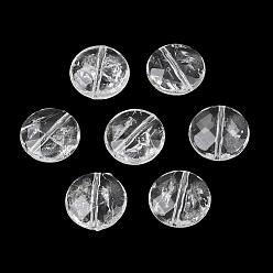 Clear Transparent Crackle Acylic Beads, Flat Round, Faceted, Clear, 15x5mm, Hole: 1.2mm, about 555pcs/500g