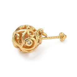 Настоящее золото 18K Полые круглые латунные подвески с микропаве из кубического циркония, с целью перехода в кольце, долговечный, стойки покрытие, без свинца и без кадмия, реальный 18 k позолоченный, 21.5x10 мм, отверстие : 2.6 мм