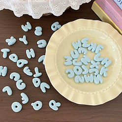 Light Blue Opaque Acrylic European Beads, Large Hole Beads, Letter, Light Blue, 21.7~27.8x12.8~25.7x10mm, Hole: 5.8mm, about 165pcs/500g