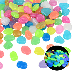 Разноцветный 100 шт. светящиеся смоляные бусины для украшения витрины, для украшения ландшафта аквариума, самородки, красочный, 17~25x16~18x6~12 мм