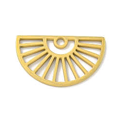 Настоящее золото 18K 304 подвески из нержавеющей стали, лазерная резка, ионное покрытие (ip), полукруглый шарм, реальный 18 k позолоченный, 10.5x18x1 мм, отверстие : 1.6 мм