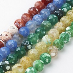 (52) Непрозрачная лаванда Природные пожары треск агат бисер нитей, окрашенные, граненые, круглые, разноцветные, 12 мм, отверстие : 1 мм