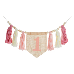Фламинго Богемные хлопковые плетеные баннеры с кисточками, с деревянными шариками, для декора вечеринки, фламинго, 2070 мм