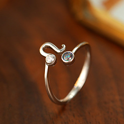 Лео Кольца-манжеты из стерлингового серебра с родиевым покрытием, инкрустированные кубическими цирконами, созвездий, платина, Лев, внутренний диаметр: 925 мм