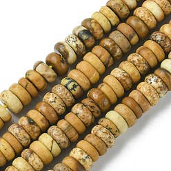 Пейзажный Джаспер Естественного изображения яшмы бисер нитей, плоский/диск, 4x2 мм, отверстие : 0.9 мм, около 187~196 шт / нитка, 15.16~15.55 дюйм (38.5~39.5 см)