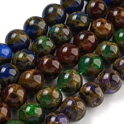(52) Непрозрачная лаванда Синтетический золотой клинкер камень бисер пряди, окрашенные, круглые, разноцветные, 10 мм, отверстие : 1 мм, около 35~39 шт / нитка, 14.57''~15.35'' (37~39 см)