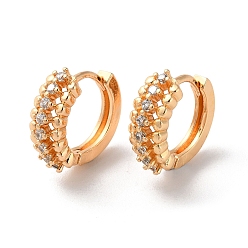 Light Gold Brass Hoop Earrings with Rhinestone, Light Gold, 15x6x16mm