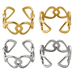 Сердце 2 цвета 304 регулируемые манжеты из нержавеющей стали для женщин, сердце, 10 мм, внутренний диаметр: 18 мм, 2 шт / цвет