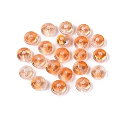 Dunkelorange Einbrennlackierung, galvanisierte transparente Glasperlen, Rondell, ab Farbe plattiert, dunkelorange, 6x3 mm, Bohrung: 1.2~1.4 mm, ca. 5263 Stk. / 1000 g