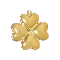 Настоящее золото 18K 304 подвески из нержавеющей стали, клевер амулеты, ионное покрытие (ip), реальный 18 k позолоченный, 22x20 мм