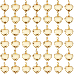Настоящее золото 18K Латунные подвески, долговечный, с целью перехода в кольце, сердце прелести, реальный 18 k позолоченный, 10x9x3.5 мм, отверстие : 3 мм, 50 шт