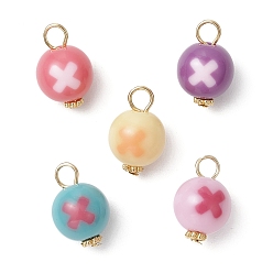 (52) Непрозрачная лаванда Подвески из сплава и акрила, круглые с буквой х, разноцветные, 18x11.5 мм, отверстие : 3~3.5x4~4.5 мм