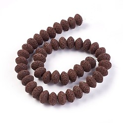 Кокосово-Коричневый Бусы из натуральной лавы, окрашенные, рондель, кокосового коричневый, 12.5~13.5x8.5~8.7 мм, отверстие : 2.5 мм, около 46~47 шт / нитка, 15.5 дюйм ~ 15.94 дюйм (38.5~40.5 см)