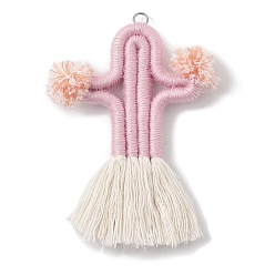 Pink Подвески из полипропилена, со сплавочной фурнитурой, кактус, розовые, 90~94x70~73x8.5 мм, отверстие : 5 мм