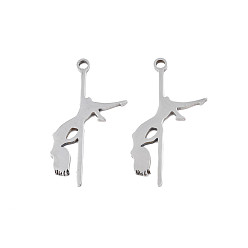 Нержавеющая Сталь Цвет Не тускнеющие 201 подвески из нержавеющей стали, танцор, цвет нержавеющей стали, 25x13.5x1 мм, отверстие : 1.5 мм