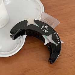 Черный Заколки для волос в форме когтей из ацетата целлюлозы, Луна и звезды, чёрные, 85x70 мм