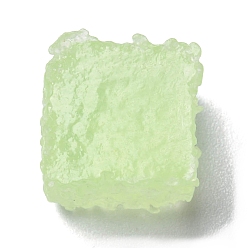 Pale Green Luminous Resin Cabochons, Cube Candy, Glow in Dark, Pale Green, 13x13x11.5mm