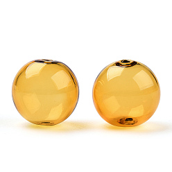 Goldenrod Transparent Blow High Borosilicate Glass Globe Beads, Round, for DIY Wish Bottle Pendant Glass Beads, Goldenrod, 18x17mm, Hole: 2mm