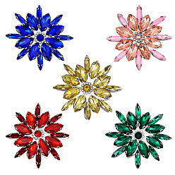 (52) Непрозрачная лаванда 5шт 5 цветные стеклянные кабошоны, цветок, разноцветные, 45x45x6.5 мм, 1 шт / цвет