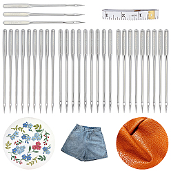 Stainless Steel Color 90Pcs 3Styles Industrial Sewing Machine Needles Sets, with Tape Measure, Stainless Steel Color, 38.5x2x1.5mm,  10pcs/set