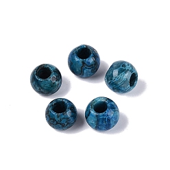 Натуральный Агат Натуральный голубой агат (окрашенный и подвергнутый термической обработке), европейские бусины, гладкий круглый, бусины с большим отверстием, 10x8.5 мм, отверстие : 4 мм