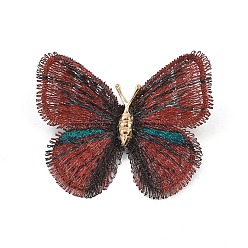 Коричневый Броши-бабочки из сплава полиэстера для одежды рюкзака, коричневые, 45x53.5 мм