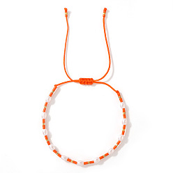 Оранжевый Стеклянные бусины плетеные браслеты из бисера для женщин, с имитацией жемчуга, оранжевые, внутренний диаметр: 11 дюйм (28 см)