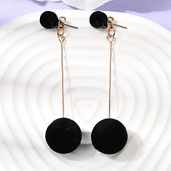 Черный Железа болтаться серьги, круглые, с утюгом и флисовой тканью, стойки покрытие, долговечный, реальный 18 k позолоченный, без кадмия и без свинца, чёрные, 73.5x16 мм