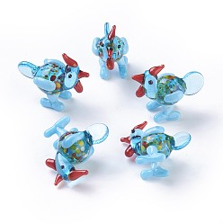 Темно-Голубой Украшения для дома, украшения ручной работы дисплея бусины, Петух / Петух, глубокое синее небо, 27~31x14~15x27~29 мм