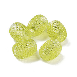 Желто-Зеленый Прозрачные смоляные европейские желейные цветные бусины, большие отверстия баррель бисером, в форме ведра, желто-зеленый, 15x12.5 мм, отверстие : 5 мм