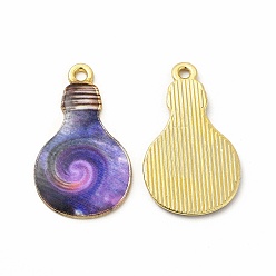 Dark Slate Blue Alloy Printed Pendants, Cadmium Free & Nickel Free & Lead Free, Bulb, Dark Slate Blue, 28x17x2mm, Hole: 1.8mm