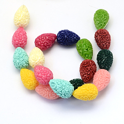 Mixed Color Dyed Synthetic Coral Teardrop Beads, Mixed Color, 21x14x14mm, Hole: 1~2mm