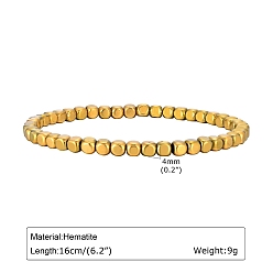 Rondelle Unmagnetische synthetischen Hämatit Stretch-Armbänder, golden, Rondell, 6-1/4 Zoll (16 cm)
