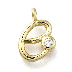 Letter E Латунные микро проложить кубического циркония подвески, письмо амулеты, стойки покрытие, долговечный, без кадмия и без свинца, Письмо E, 11x8x2 мм, отверстие : 1.6 мм