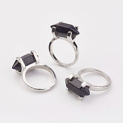 Синий Драгоценный Камень Синтетические синие золотые перстни, со сплавочной фурнитурой для кольца, платина, пуля, Размер 8, 18 мм