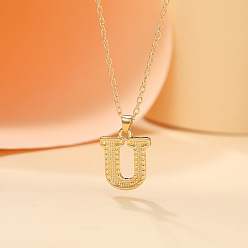 Letter U Ожерелья с подвесками в виде инициалов из сплава, золотые, Буква U, 18.31 дюйм (46.5 см)
