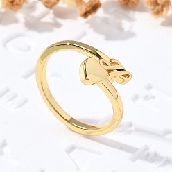 Letter H Латунные кольца-манжеты для женщин, буквы, Письмо ч, внутренний диаметр: 15.6 мм