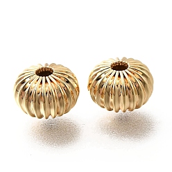 Настоящее золото 18K Латунные бусины, без кадмия, без никеля и без свинца, плоско-круглые, реальный 18 k позолоченный, 8.5x6 мм, отверстие : 2 мм