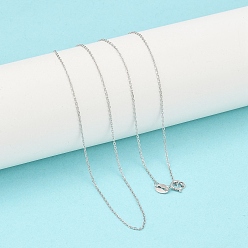 Платина Антикоррозийные модные унисекс родиевое покрытие 925 стерлингового серебра кабельные цепи ожерелья, с застежками пружинного кольца, тонкая цепь, платина, 18 дюйм (45.7 см), 1 мм