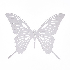 Нержавеющая Сталь Цвет 201 подвески из нержавеющей стали, ссылки бабочки, цвет нержавеющей стали, 56x70x0.3 мм, отверстие : 1 мм