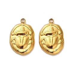 Настоящее золото 18K 304 подвески из нержавеющей стали, овальные, ионное покрытие (ip), реальный 18 k позолоченный, 21x14x3 мм, отверстие : 1.8 мм