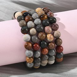 Alashan Agate Браслеты из натуральных круглых бусин из алашанского агата для женщин, бусины : 7.8~8.8 мм, внутренний диаметр: 2.01~2.09 дюйм (5.1~5.3 см)