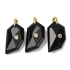 Obsidian Natural Obsidian Pendants, Others, Golden, 40~40.5x20.5~21x9.5~10mm, Hole: 6x6.5mm