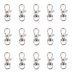 Платина 20железные поворотные застежки-лобстеры, поворотный карабин-лобстер, платина, 37x14 мм, отверстие : 7 мм